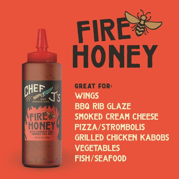 5280 Culinary Chef J's BBQ Provisions Sweet and Spicy Fire Honey 12 oz - FIRE HONEY 12OZ
