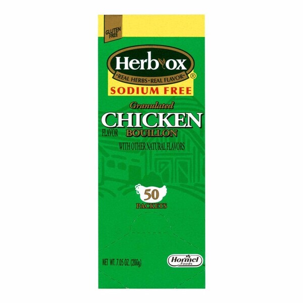 Herb-Ox Sodium Free Instant Broth Chicken Flavor Liquid 8 oz. Individual Packet, 300PK - 36087