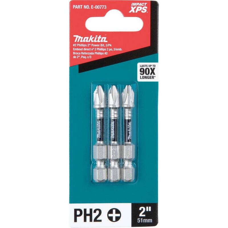 Makita Impact XPS #2 Phillips 2 in. Power Bit (paquete de 3) - E-00773