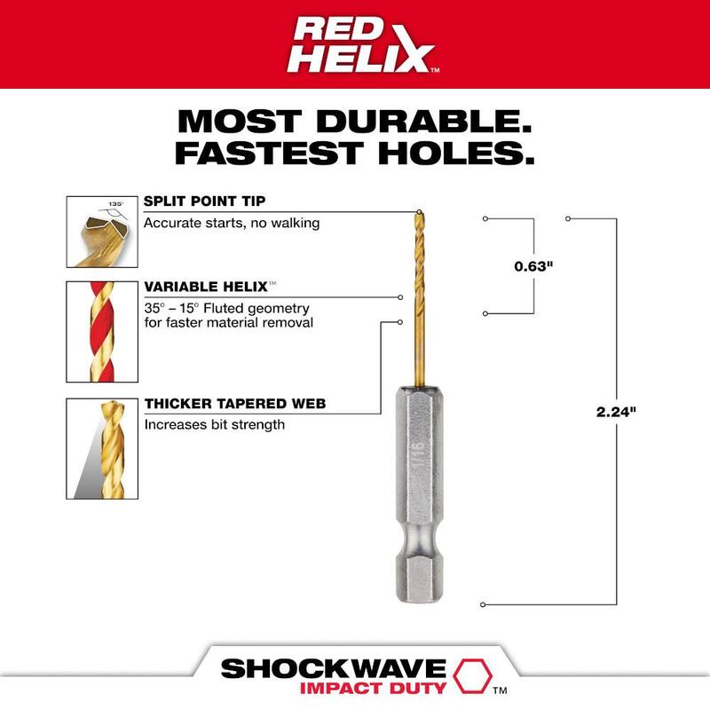 Broca de Titano de 1/16 de pulgada Milwaukee SHOCKWAVE - 48-89-4601