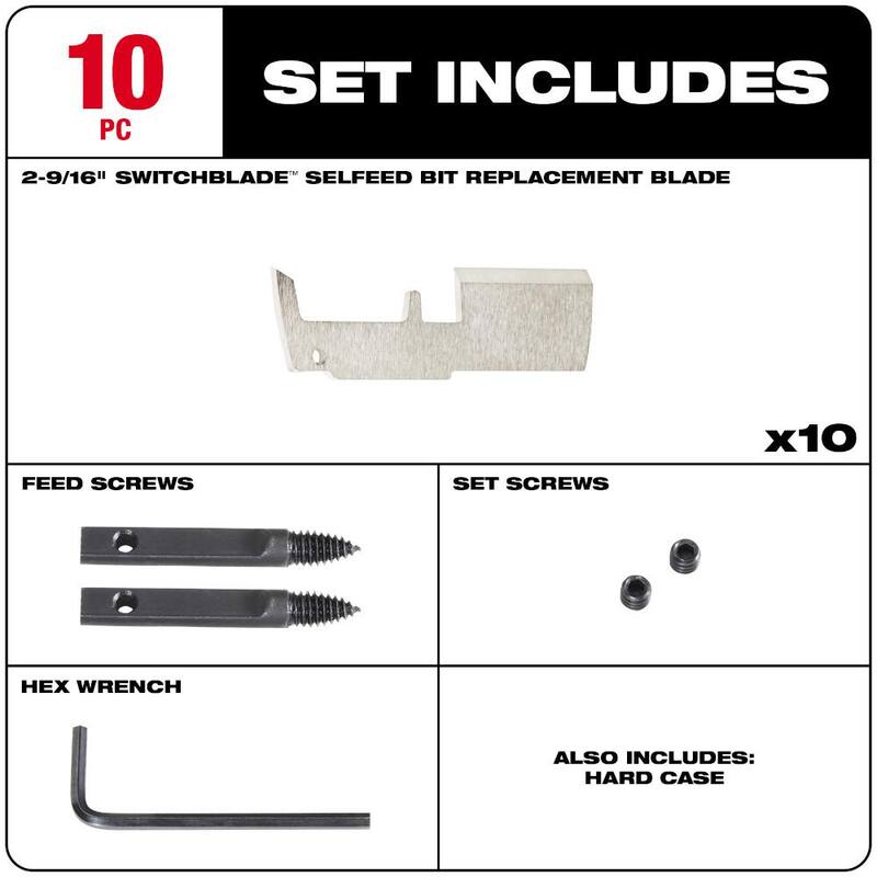 Milwaukee 2-9/16 pulgadas SWITCHBLADE Kit de repuesto de cuchillas de acero de alta velocidad (10 cuchillas) - 48-25-5350