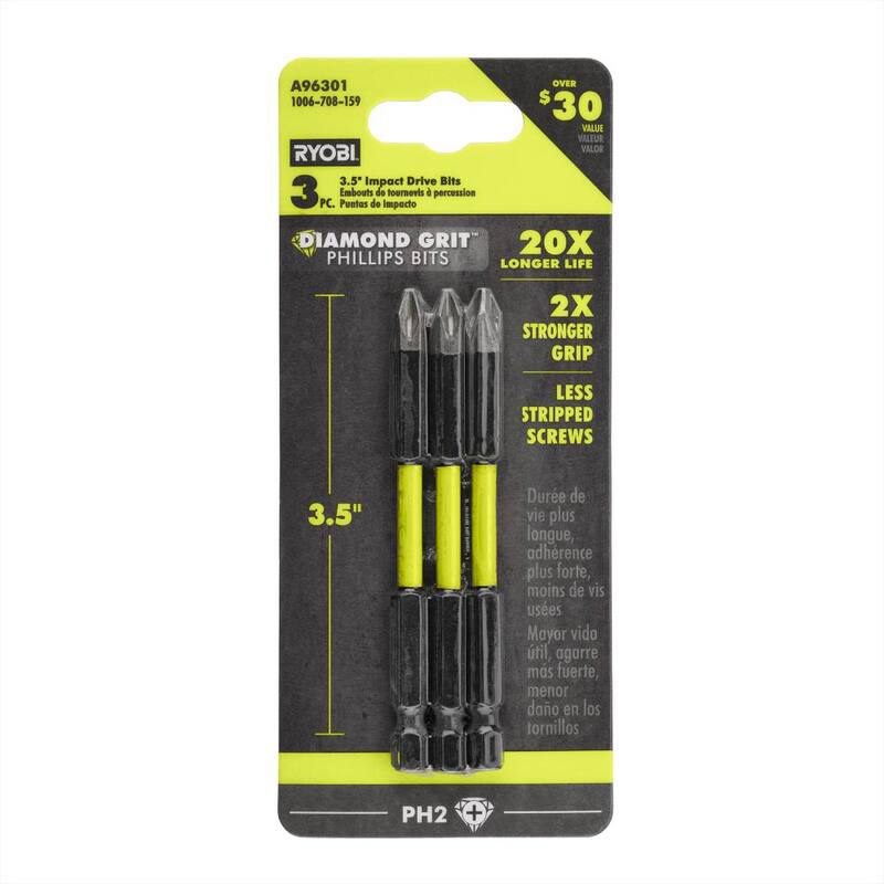 RYOBI 3-1/2 pulgadas Brocas de impacto con grano de diamante (3 piezas) - A96301