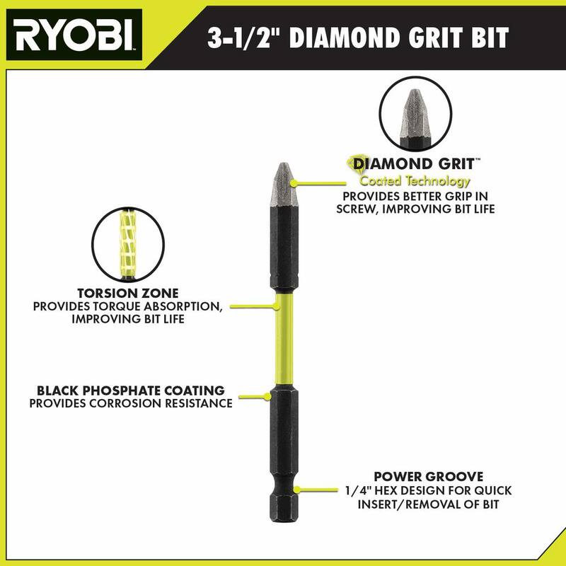 RYOBI 3-1/2 pulgadas Brocas de impacto con grano de diamante (3 piezas) - A96301