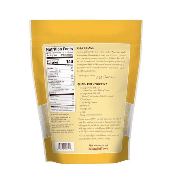 Bobs Red Mill Natural Foods Bob's Red Mill Gluten Free Medium Grind Cornmeal 24 oz. Pouches, PK4 - 1620S244