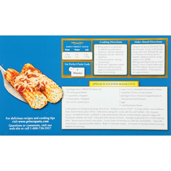 Prince Prince Manicotti 12 08 oz., PK12 - 900271