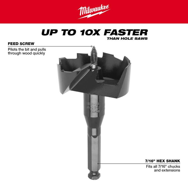 Broca de alimentación propia de acero de alta velocidad de 2-1/8 pulgadas de Milwaukee - 48-25-2122