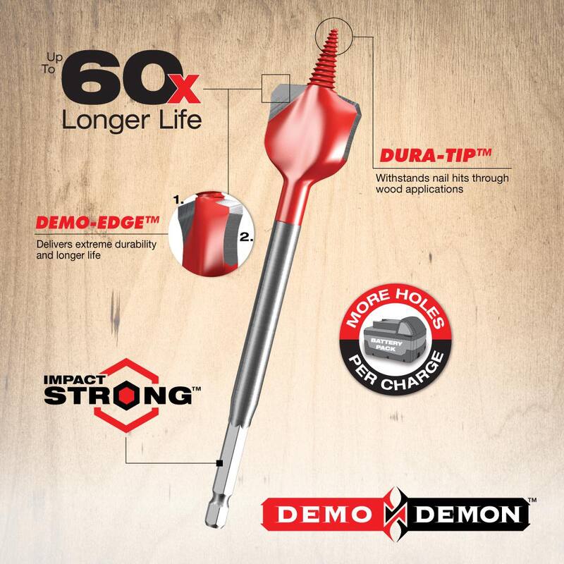 DIABLO 1-1/8 pulg. x 6 pulg. Broca de pala Demo Demon para madera con clavos incrustados - DSPD4060
