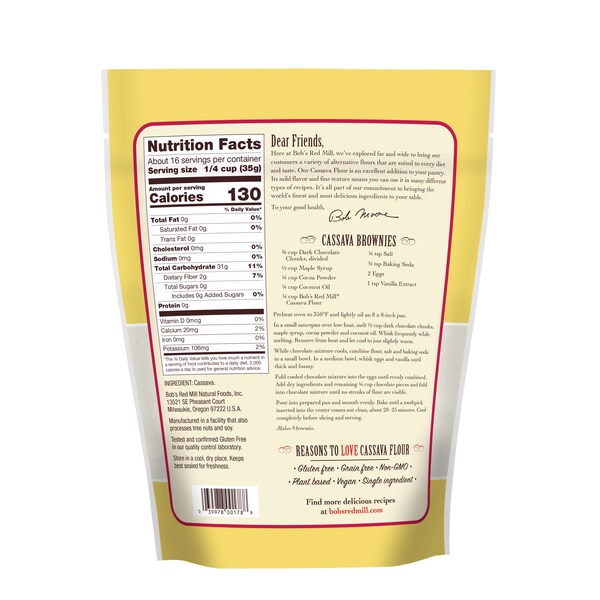 Bobs Red Mill Natural Foods Bob's Red Mill Gluten Free Cassava Flour 20 oz. Bag, PK4 - 1953S204