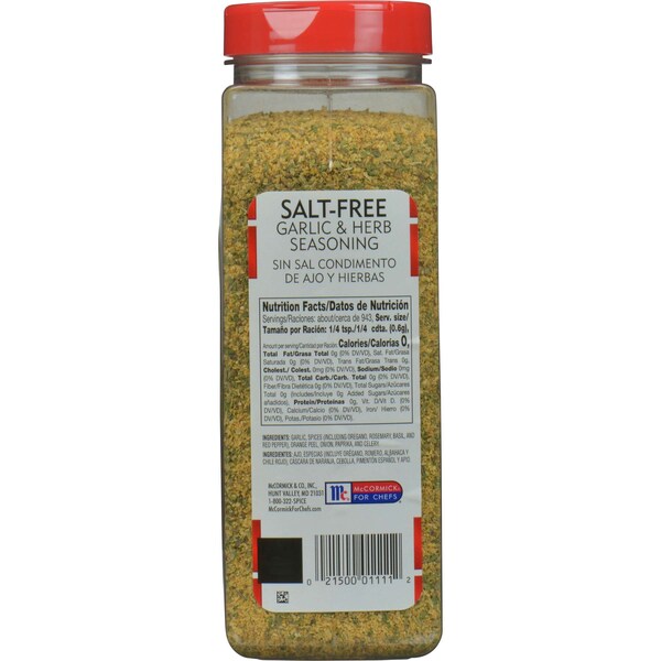 Mccormick McCormick Perfect Pinch Salt Free Garlic & Herb 20 oz. Container, PK6 - 901210142