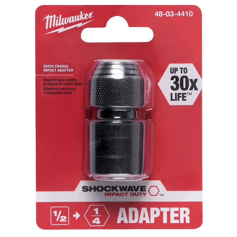 Adaptador de impacto Milwaukee SHOCKWAVE 1/2 pulg. cuadrada x 1/4 pulg. hexagonal - 48-03-4410