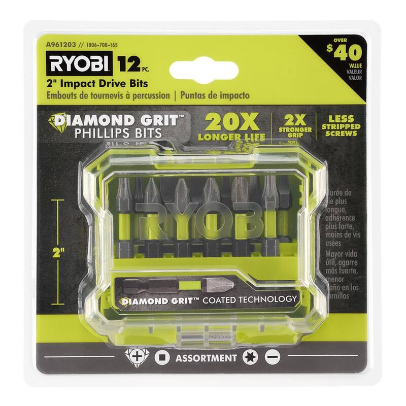 RYOBI 2 pulgadas Bits de Impacto con Diamante (12 piezas) - A961203