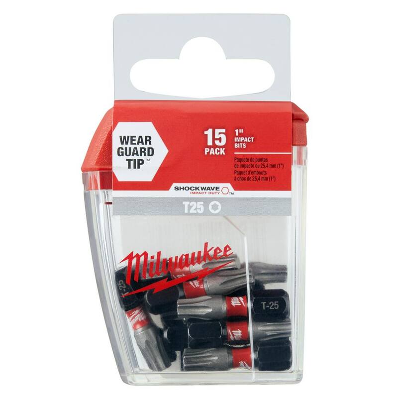 Milwaukee SHOCKWAVE Impact Duty 1 in. T25 Torx Alloy Steel Insert Bit (paquete de 15) - 48-32-5014