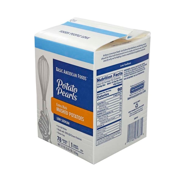 Baf Potato Pearls Potato Pearls Low Sodium Extra Rich Mashed Potatoes 3.55lbs, PK6 - 81837