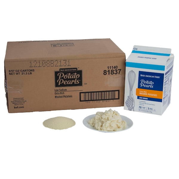 Baf Potato Pearls Potato Pearls Low Sodium Extra Rich Mashed Potatoes 3.55lbs, PK6 - 81837