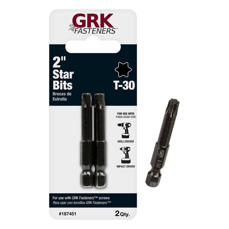 GRK Fasteners T-30 2 in. Puntas Estrella de Acero (2 por paquete) - 772691874511