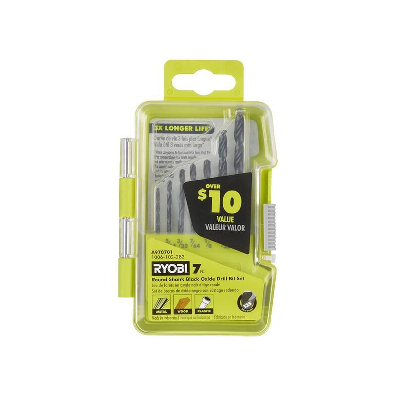 Juego de brocas RYOBI con punta redonda de óxido negro (7 piezas) - A970701