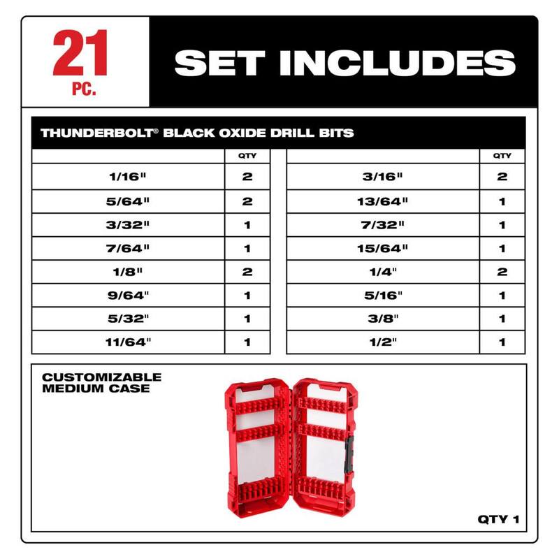 Set de Brocas Helicoidales de Óxido Negro de Milwaukee (21 piezas) - 48-89-2801