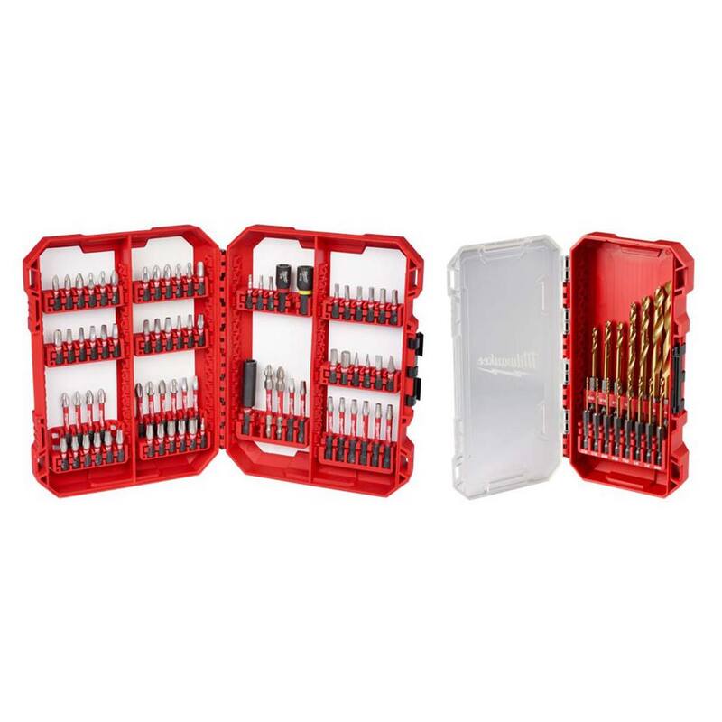 Juego de puntas de destornillador de aleación de acero con punta de titanio y juego de brocas con estuche Packout de Milwaukee Shockwave Impact Duty (89 piezas) - 48-32-5154-48-89-4670