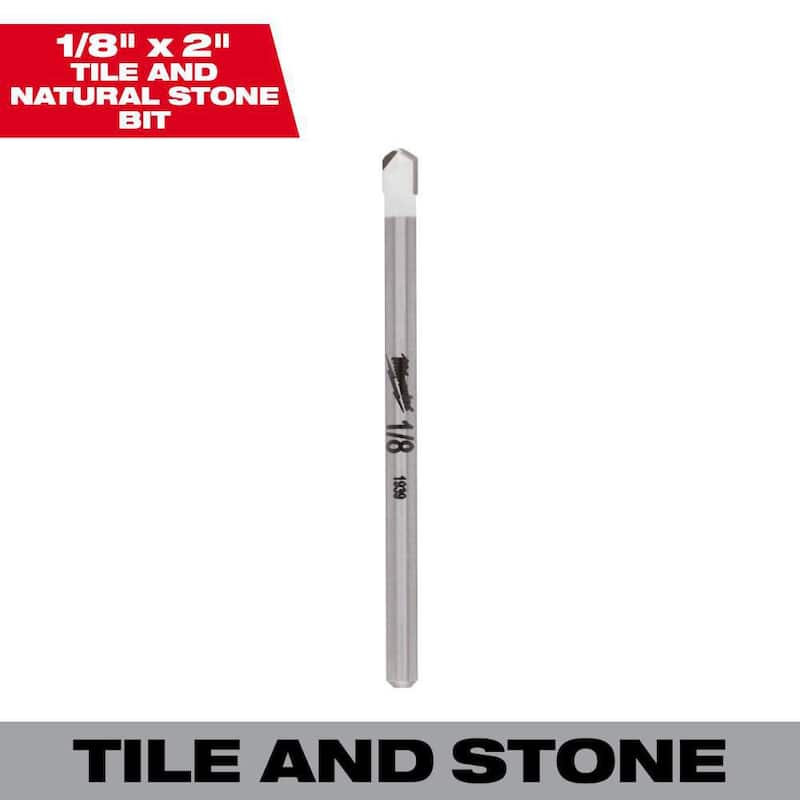 Broca de Carburo de 1/8 pulg. de Milwaukee para perforar piedra natural, granito, pizarra, cerámica y azulejos de vidrio - 48-20-8990