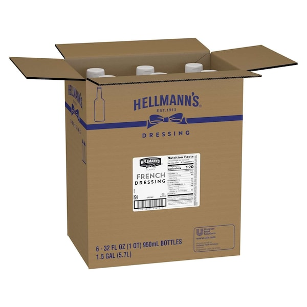 Hellmanns Sweet Red French Salad Dressing Salad Bar Bottles 32 fl. oz., PK6 - 84120326