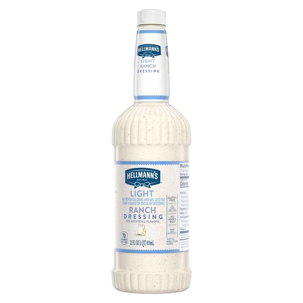 Hellmanns Light Ranch Salad Dressing Salad Bar Bottles 32 fl. oz., PK6 - 84120333