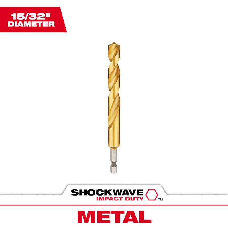 Broca de Titanio Milwaukee Shockwave de 15/32 pulgadas - 48-89-4627