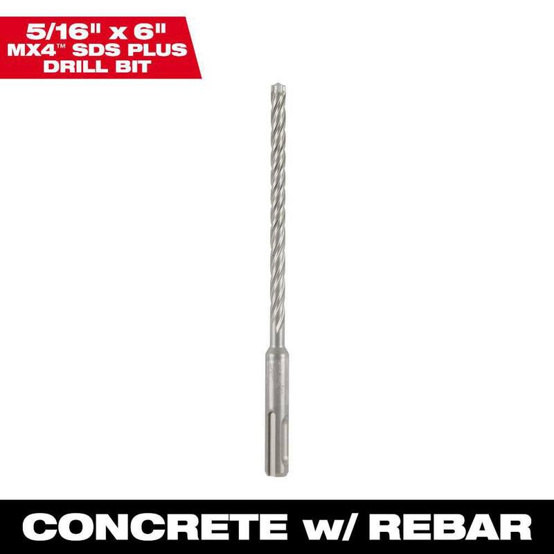 Broca de carburo SDS-PLUS de 4 cortadores de 5/16 in. x 6 in. de Milwaukee - 48-20-8341