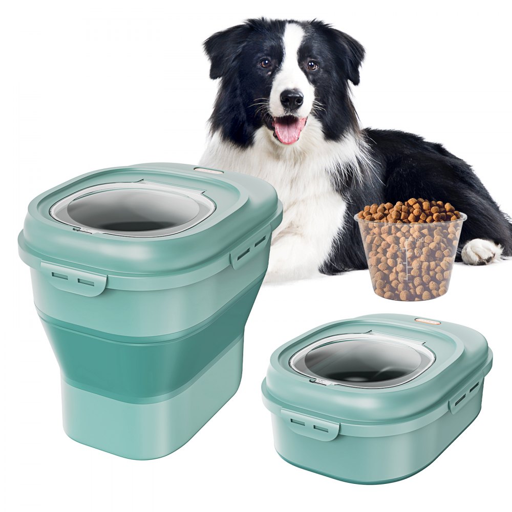 VEVOR Collapsible Dog Food Storage Container, 50 lbs Capacity Large Dispenser Bin with Attachable Casters, Airtight Lid Kitchen Rice Cereal Flour Bin, Pet food Containers For Cat, Bird, Other Pet Food - ZDXMX16525LFY5V7TV0