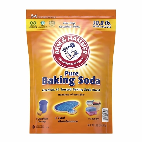 R3 0 Resealable Baking Soda, 12 lb Bag, Crystalline, White - 1191
