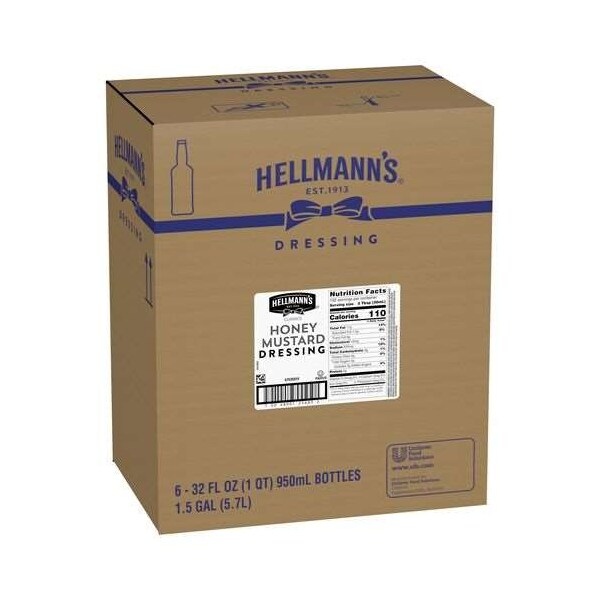 Hellmanns Honey Mustard Salad Dressing Salad Bar Bottles 32 fl. oz., PK6 - 84120330