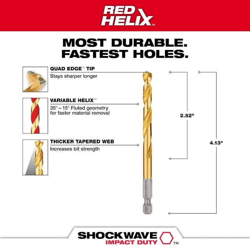 Broca de titanio Milwaukee SHOCKWAVE de 17/64 pulg. - 48-89-4614