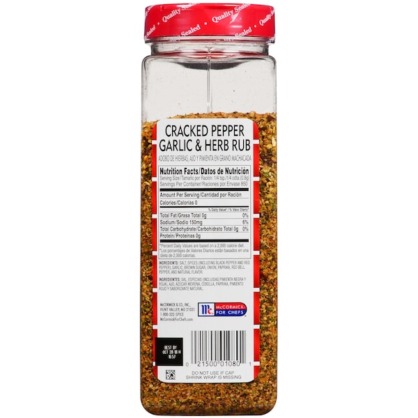 Lawrys Lawry's Cracked Pepper Garlic Herb Rub 24 oz., PK6 - 900398923