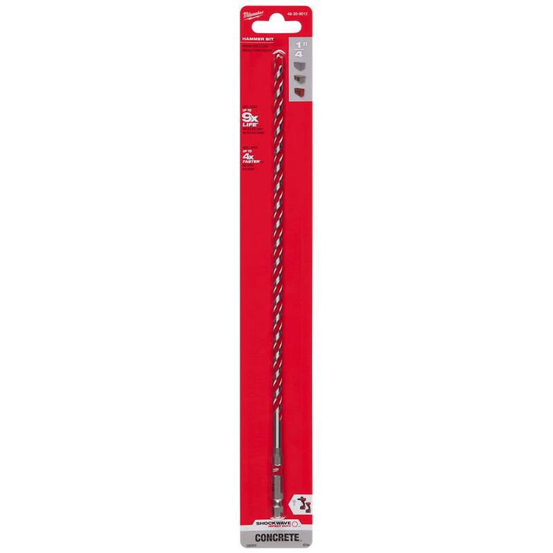 Broca de taladro de martillo de carburo de 1/4 pulg. x 10 pulg. x 12 pulg. - 48-20-9012