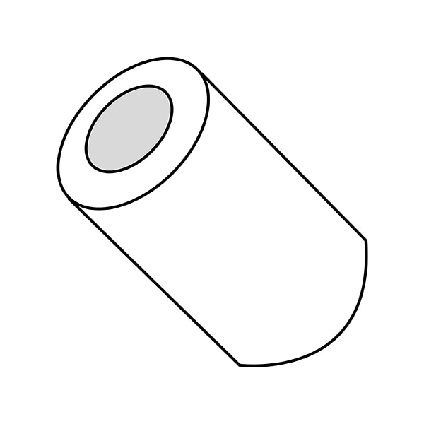 Zoro Select Round Spacers, 4X1/2 #3/16 ROUND, PK1000, #4 Screw Size, Nylon, 1/2 in Overall Lg, 1000 PK - 100804RSN