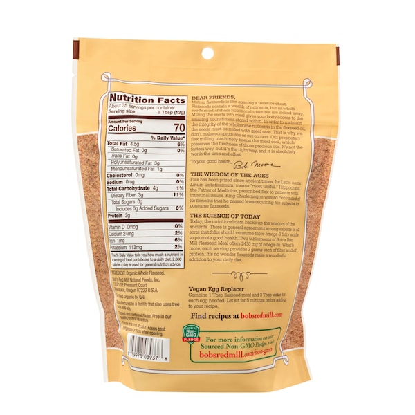 Bobs Red Mill Natural Foods Bob's Red Mill Organic Brown Flaxseed Meal 16 oz. Bag, PK4 - 6032S164