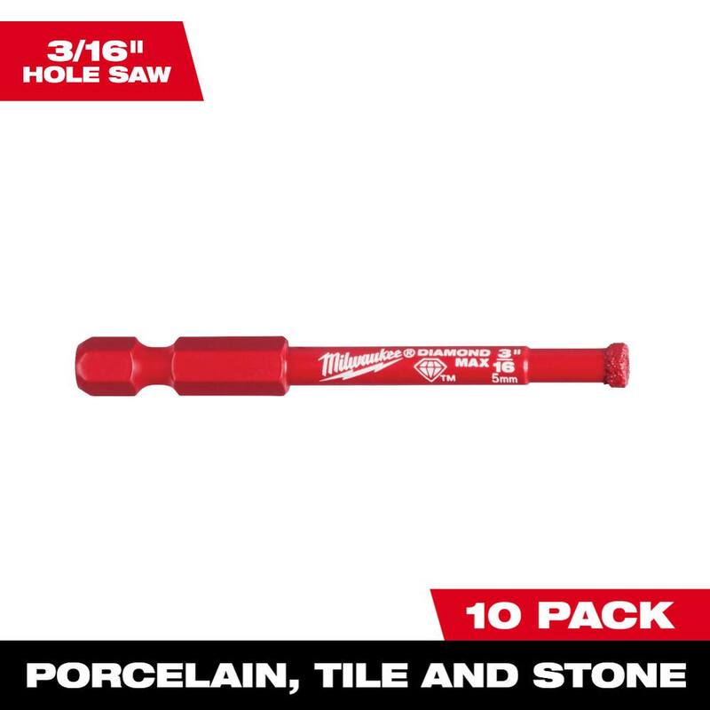 Broca de diamante Milwaukee de 3/16 pulgadas (paquete de 10) - 49-56-0540