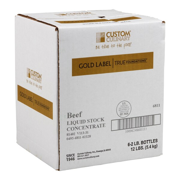 Gold Label True Foundations Added Liquid Beef Stock Concentrate 2lbs Bottle, PK6 - 68111AGLD