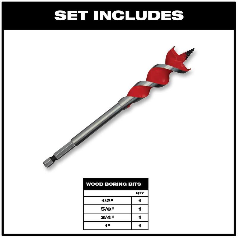 Conjunto de brocas de pala de alta velocidad para madera de Milwaukee con brocas de avellanado SPEED FEED para madera (17 piezas) - 48-27-1520-48-13-0400