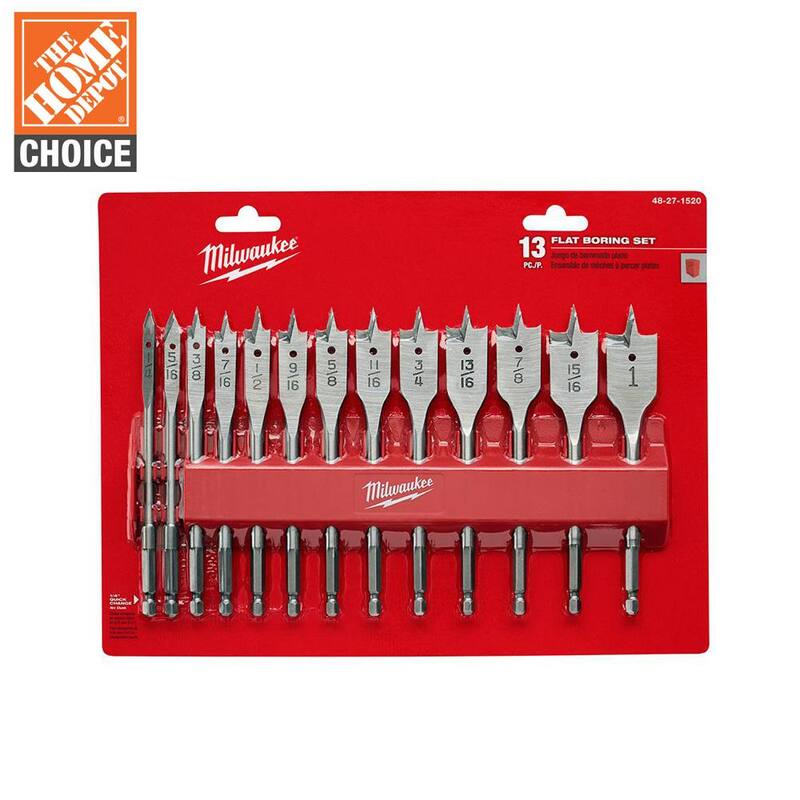 Conjunto de brocas de pala de alta velocidad para madera de Milwaukee con brocas de avellanado SPEED FEED para madera (17 piezas) - 48-27-1520-48-13-0400