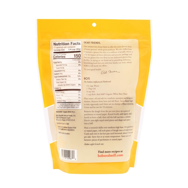 Bobs Red Mill Natural Foods Bob's Red Mill Organic White Rice Flour 24 oz. Pouches, PK4 - 6063S244