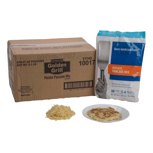 Baf Golden Grill Potato Pancake Mix Crispy Fresh-Shred Taste 24.27 oz. Pchs, PK6 - 10017