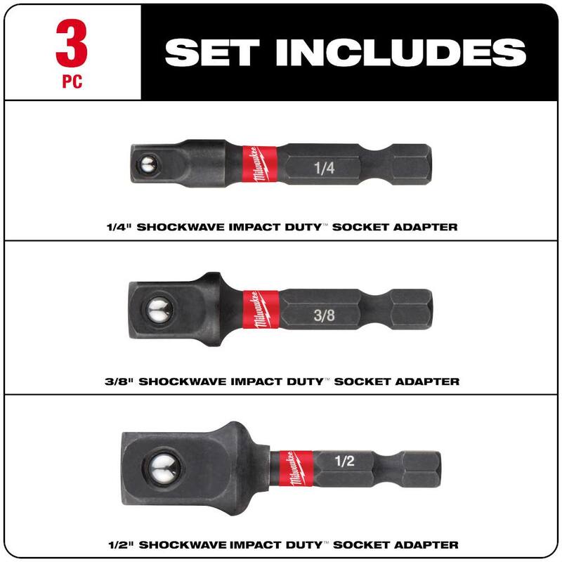 Set de puntas de destornillador de acero de aleación Milwaukee SHOCKWAVE Impact-Duty con adaptador de zócalo de vástago hexagonal de 1/4 pulgadas (58 piezas) - 48-32-4096-48-32-5033