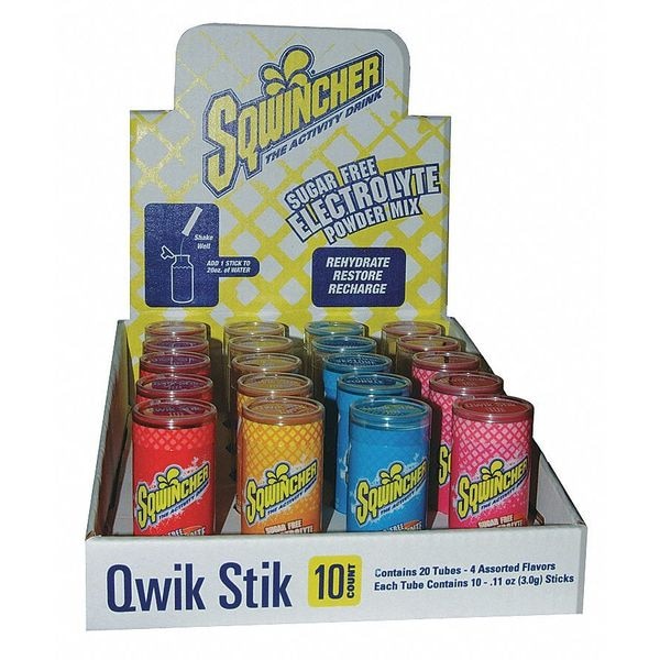 Sqwincher Sqwincher Zero, Sugar Free Sports Drink Mix, Assorted Flavors, 20 oz Yield per .11 oz Pack, 20 Pack - 159060119