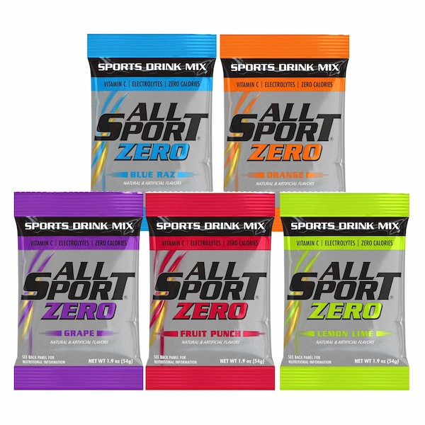 All Sport Zero Sports Drink Mix, Sugar Free, Powder, 20 oz Yield Per .1 oz Unit, Assorted Flavors, 500 Pack - 10125020