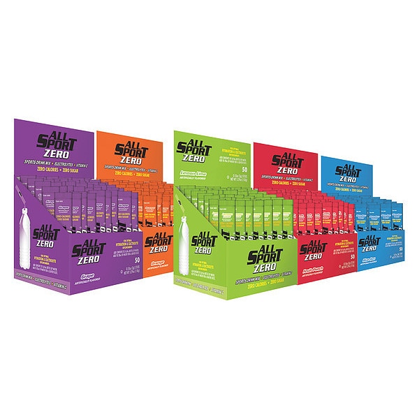All Sport Zero Sports Drink Mix, Sugar Free, Powder, 20 oz Yield Per .1 oz Unit, Assorted Flavors, 500 Pack - 10125020
