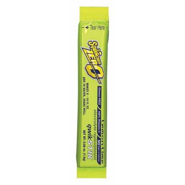 Sqwincher Quick Stiks, Sugar Free Drink Mix Powder, 10 oz Yield Per Unit, Lemon-Lime, 500 Packs - 159060205