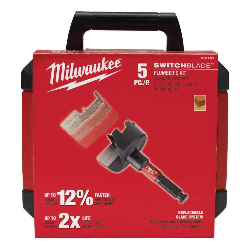 Juego de brocas de taladro de madera SPEED FEED de Milwaukee con Switch Blade Plumber's Kit (9 piezas) - 48-13-0400-49-22-5100