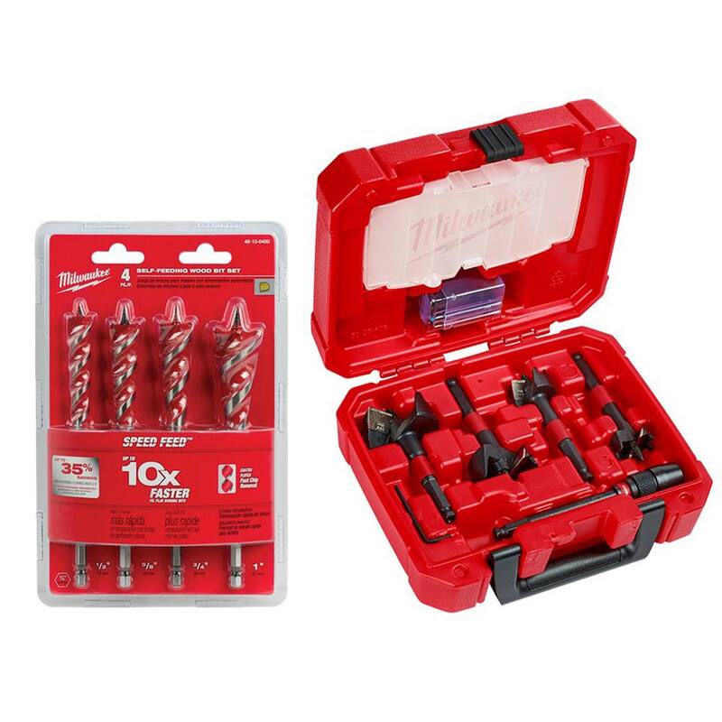 Juego de brocas de taladro de madera SPEED FEED de Milwaukee con Switch Blade Plumber's Kit (9 piezas) - 48-13-0400-49-22-5100