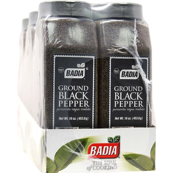 Badia Badia Pepper Black Ground 16 oz. Bottle, PK6 - 80543