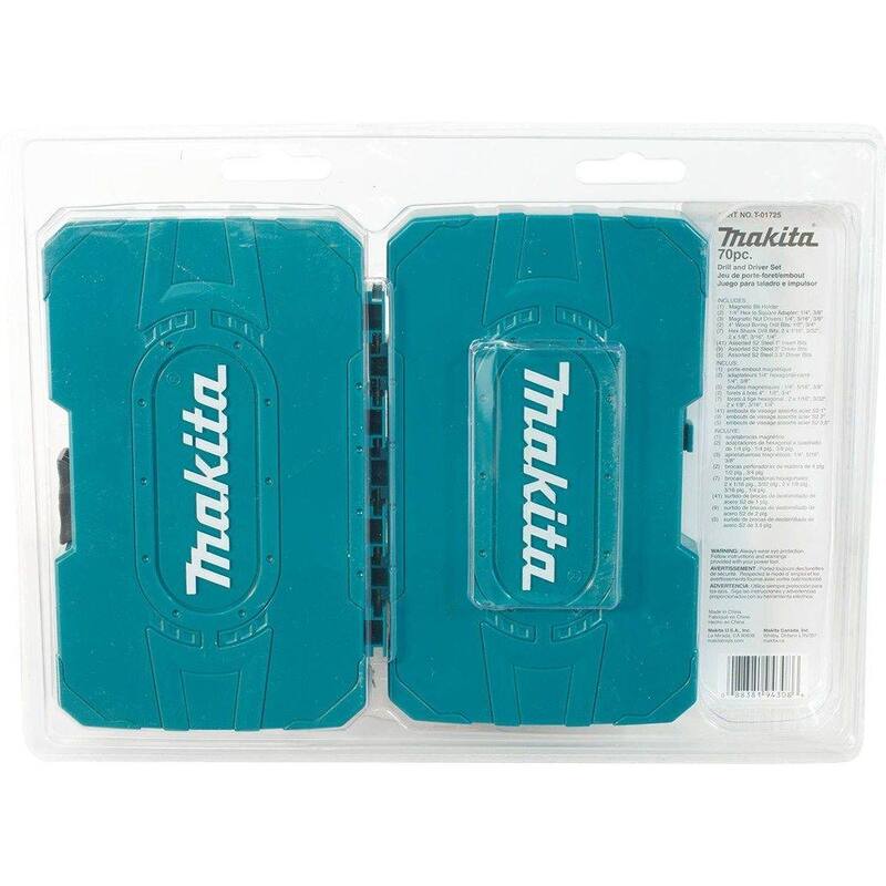 Set de puntas de destornillador y taladro de impacto Makita (70 piezas), Acero - T-01725